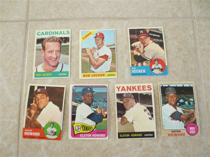 (7) 1960's Topps baseball cards of Bob Uecker and Elston Howard  nice condition