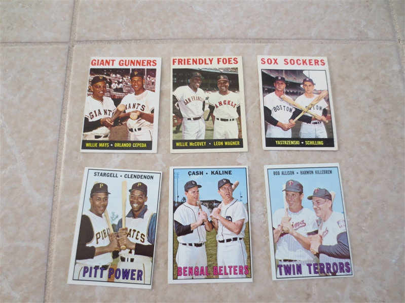 (6) 1964 & 1967 Topps HOFer Duo baseball cards 