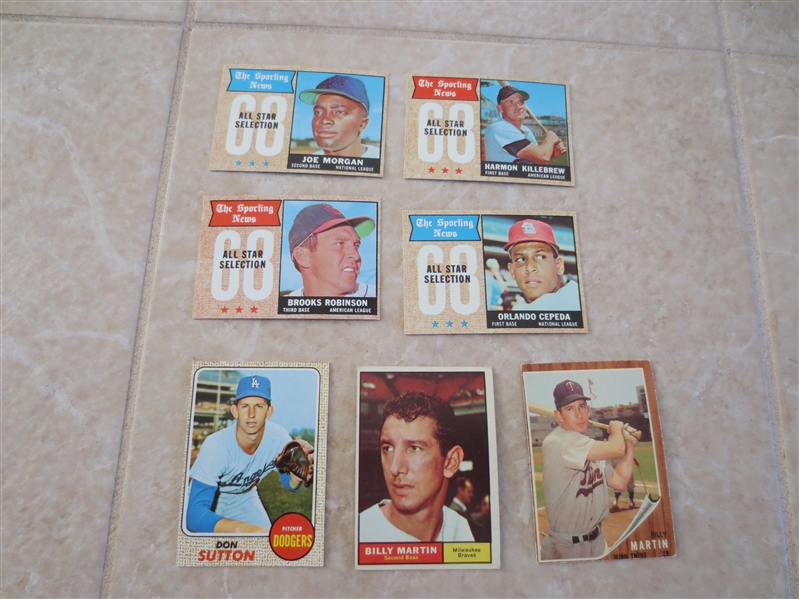 (7) 1960's Topps baseball cards:  most of Hall of Famers