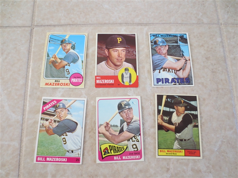 (6) different 1960's Topps Bill Mazeroski baseball cards  nice condition