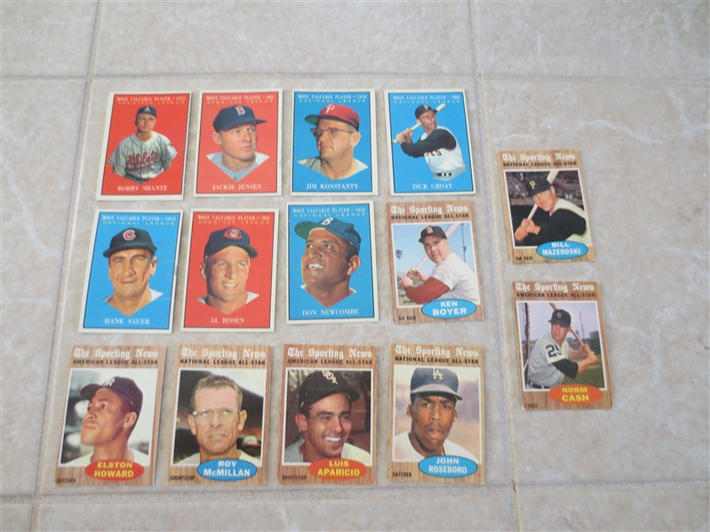 (14) 1961 Topps MVP and 1962 Topps Sporting News baseball cards