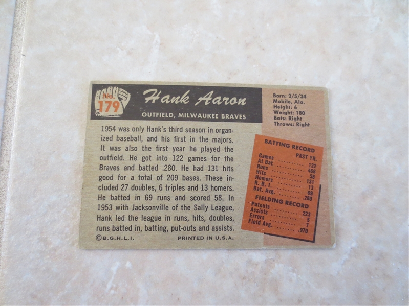 1955 Bowman Hank Aaron #179 baseball card 