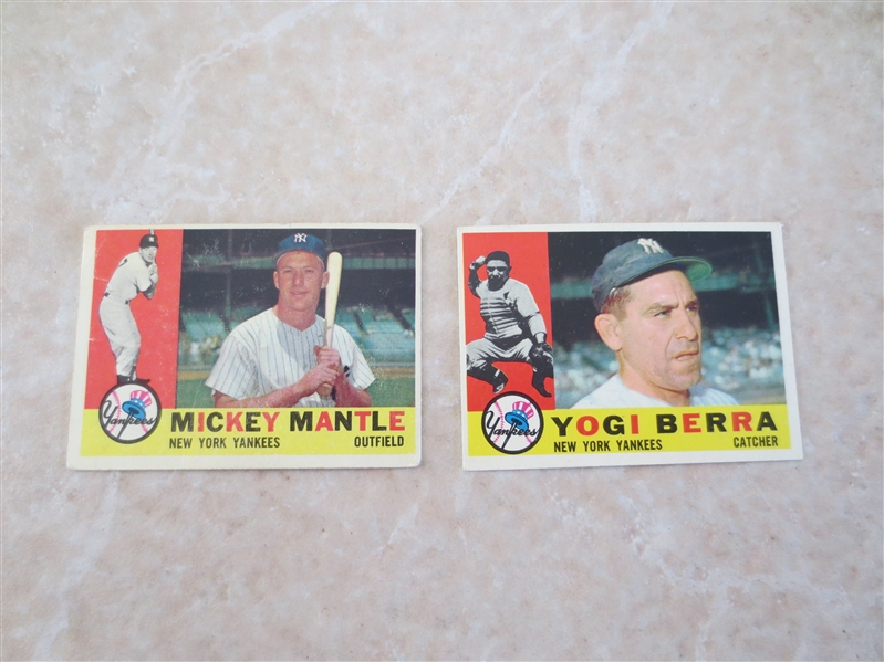 1960 Topps Mickey Mantle #350 plus 1960 Topps Yogi Berra #480 baseball cards