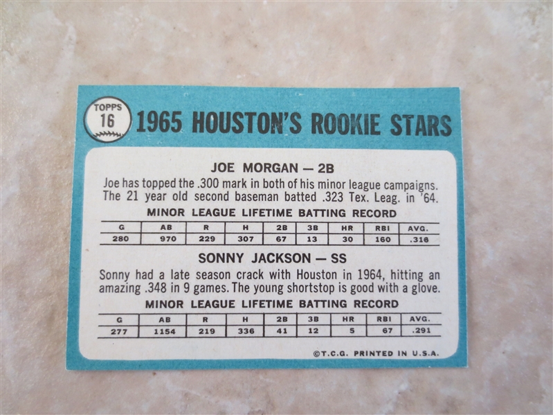 1965 Topps Joe Morgan rookie card #16  A Beauty!