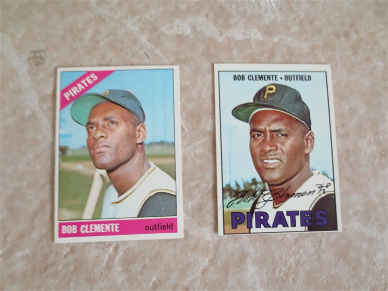 1966 and 1967 Topps Bob Clemente baseball cards  Beautiful condition.