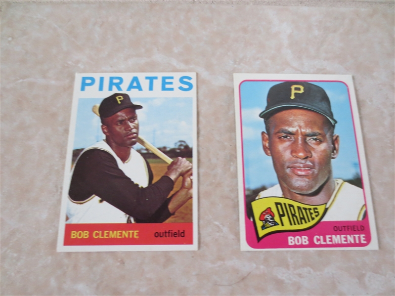 1964 and 1965 Topps Bob Clemente baseball cards  Beautiful condition.