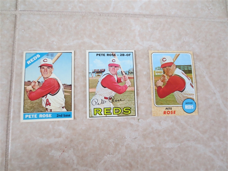 1966, 67, 68 Topps Pete Rose baseball cards    Beautiful condition