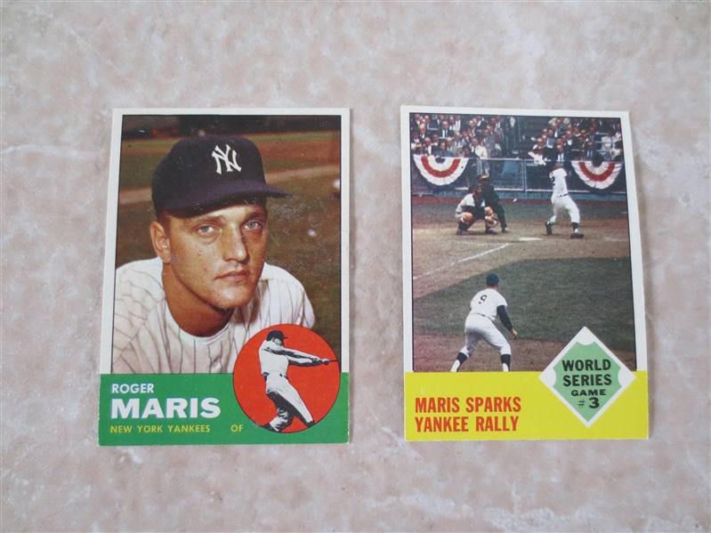 (2) 1963 Topps Roger Maris baseball cards in super condition!
