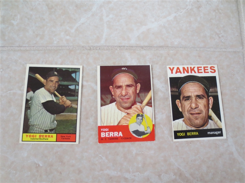 1961, 63, 64 Topps Yogi Berra baseball cards   super condition