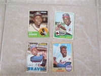 1963, 65, 67, 68 Topps Hank Aaron baseball cards in super condition!