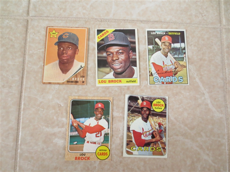(5) 1960's Topps Lou Brock baseball cards