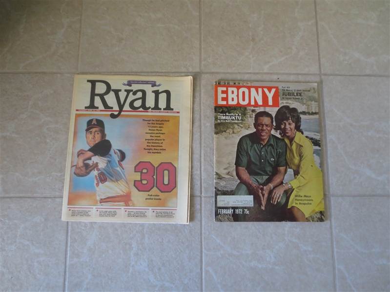1972 Ebony Magazine with Willie Mays cover + 1992 Nolan Ryan Special Collectors Edition
