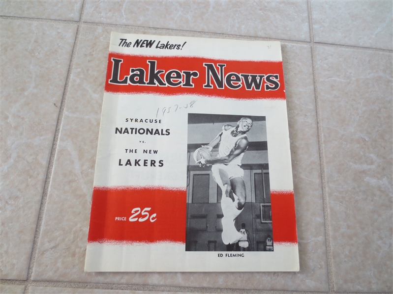 1957-58 Syracuse Nats at Minneapolis Lakers basketball program Dolph Schayes Vern Mikkelsen