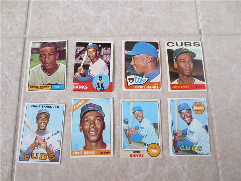 (8) 1960's Topps Ernie Banks baseball cards  Super condition!