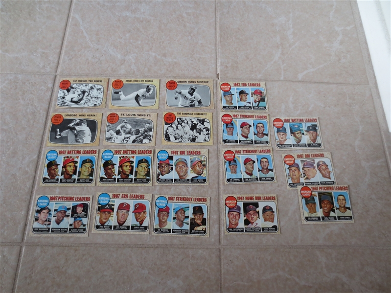 (19) 1968 Topps Leaders and World Series Baseball cards  Super condition!