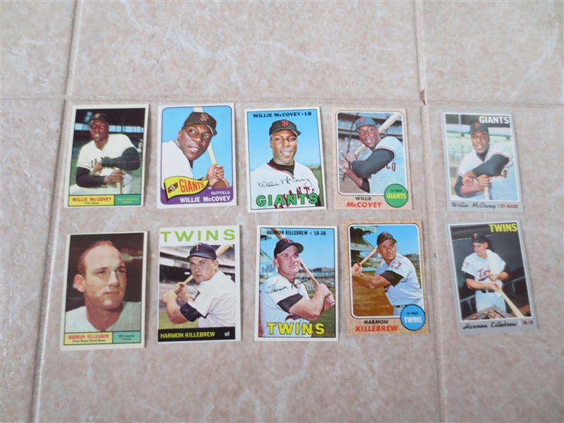 (10) Vintage Topps Willie McCovey and Harmon Killebrew baseball cards   super condition!