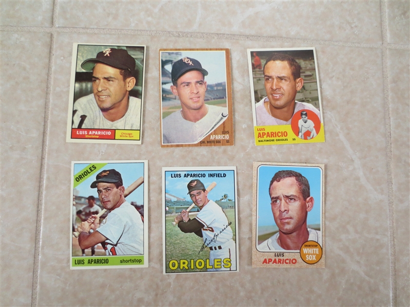 1961-63 & 1966-68 Luis Aparicio Topps baseball cards  hall of famer  very nice condition