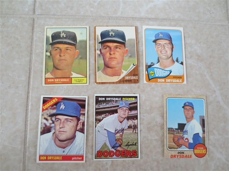 1961, 62, 65-68 Topps Don Drysdale baseball cards   nice condition