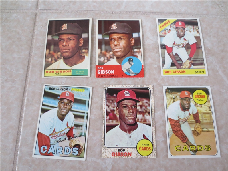 1961, 63, 66-69 Topps Bob Gibson baseball cards   very nice shape!