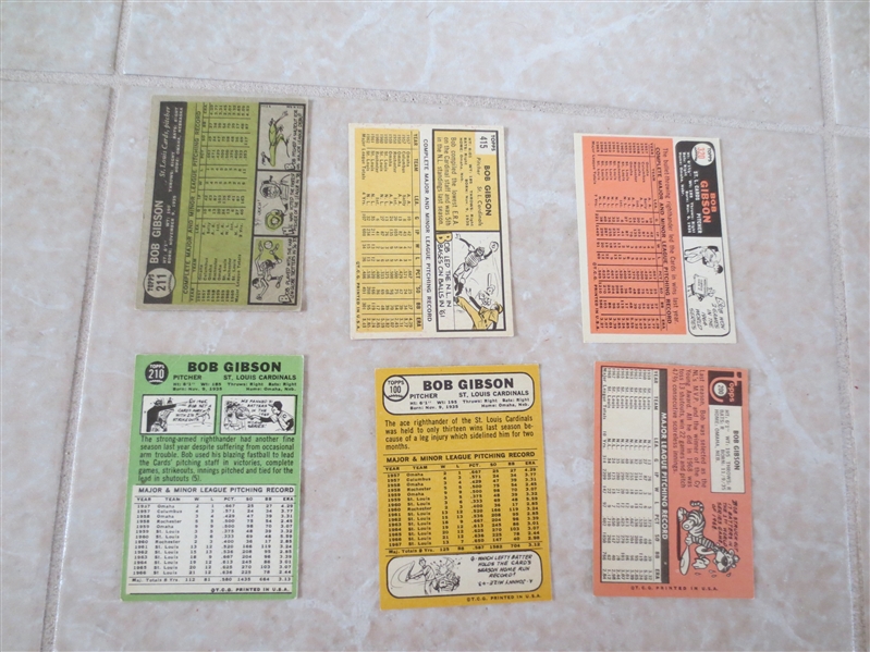 1961, 63, 66-69 Topps Bob Gibson baseball cards   very nice shape!
