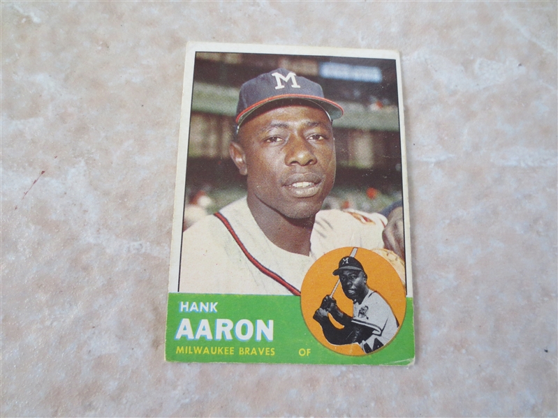 1963 Topps Hank Aaron baseball card #390
