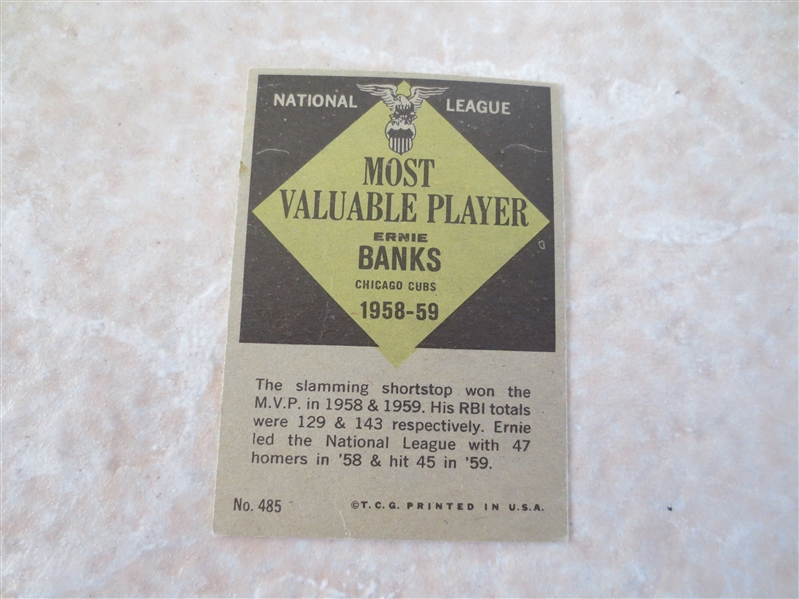 1961 Topps Ernie Banks MVP baseball card #485