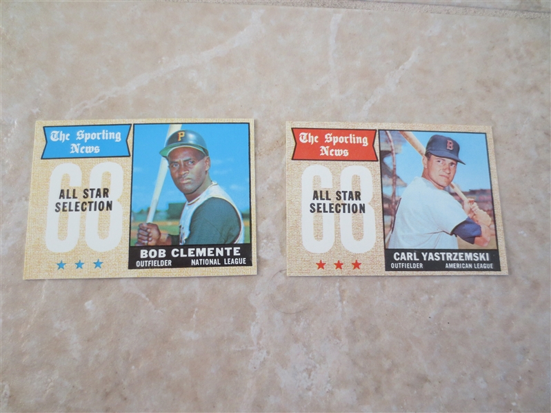 1968 Topps Sporting News Bob Clemente and Carl Yastrzemski in super condition!