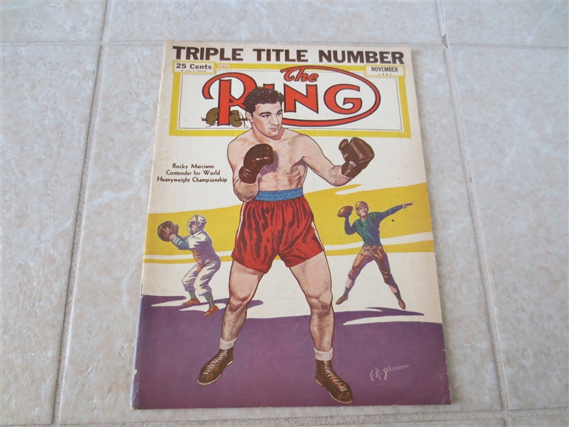 November 1951 The Ring Magazine Rocky Marciano cover, his first  with Schaar Illustration