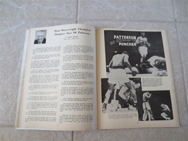 1961 Floyd Patterson vs. Ingemar Johansson Heavyweight Boxing Championship program  RARE!