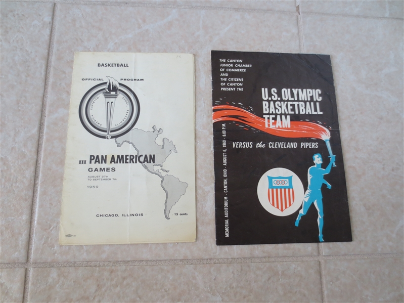 (2) Olympics/Pan American Basketball programs 1959-60 with Oscar Robertson, Jeryy West and more!  RARE!