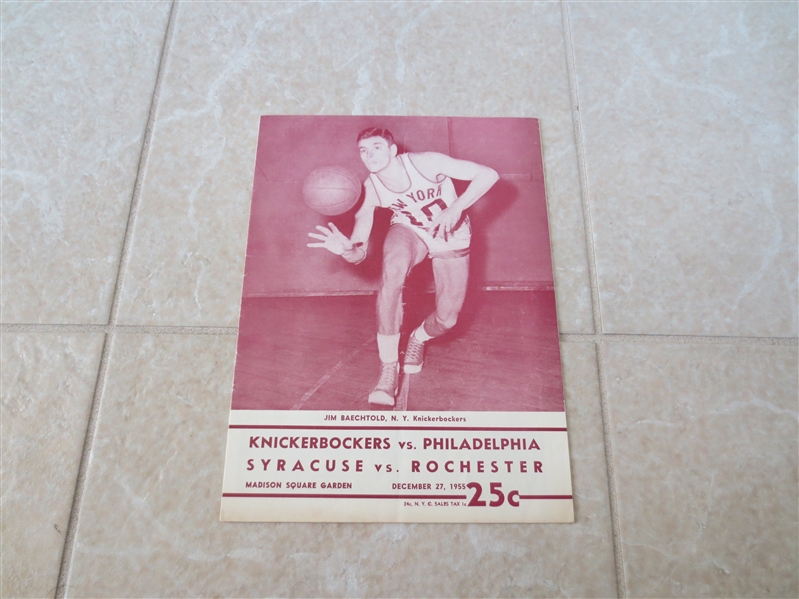 1955 NBA Basketball Doubleheader program: Philadelphia at Knicks & Syracuse vs. Rochester