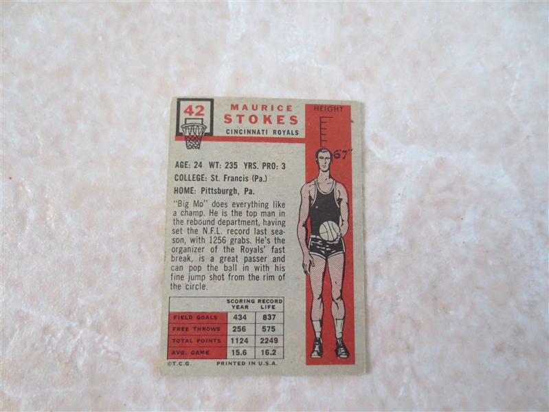 1957-58 Topps Maurice Stokes rookie basketball card #42