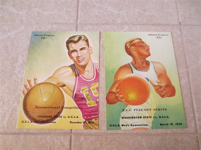(2) 1950 UCLA basketball programs with John Wooden plus 1950 World Series of Basketball with Cousy, Arizin