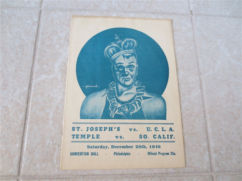 1946 St. Joseph vs UCLA + Temple vs. USC basketball doubleheader program