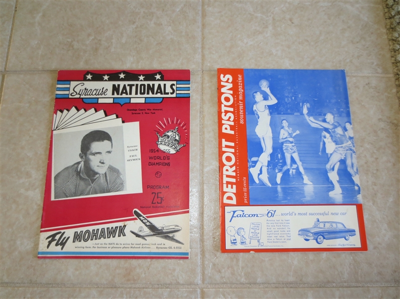 1957, 1961 NBA basketball programs: Lakers, Nats, Warriors (Wilt), Pistons