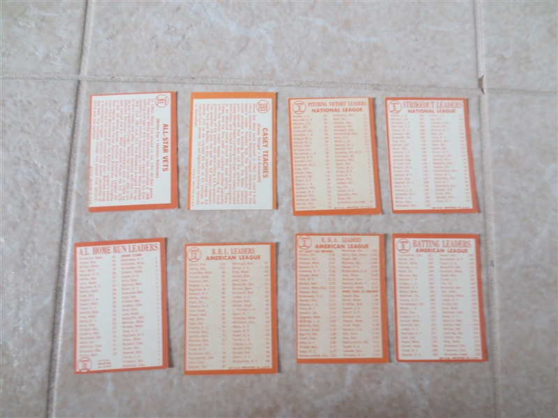 1964 Topps All Star Vets, Casey Teaches plus (6) Leader cards with HOFers  Super condition