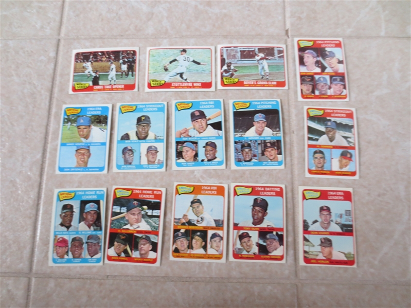 (14) 1965 Topps World Series and Leaders baseball cards in super condition