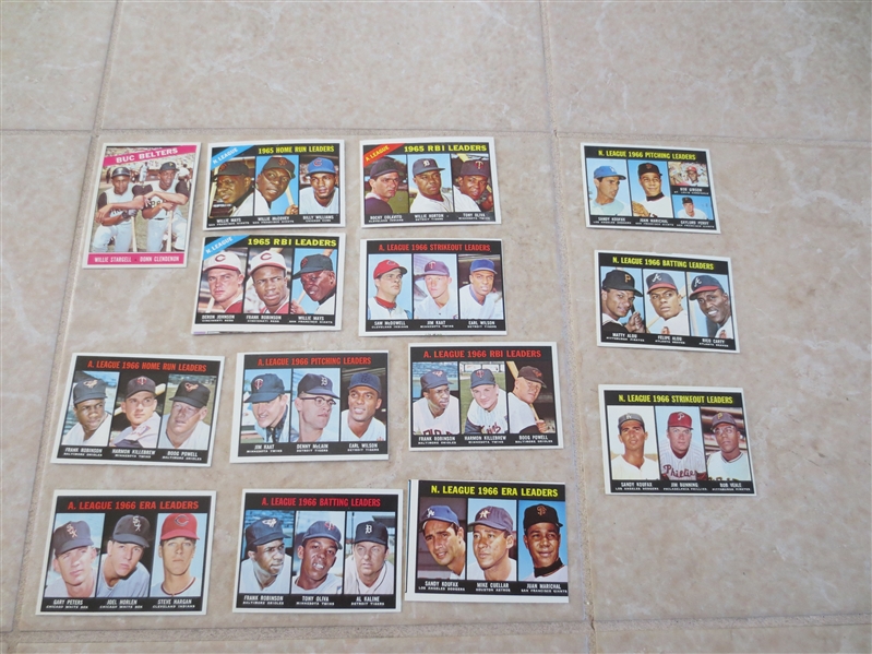 (14) 1966-67 Topps baseball card leader cards and Buck Belters  Many HOFers