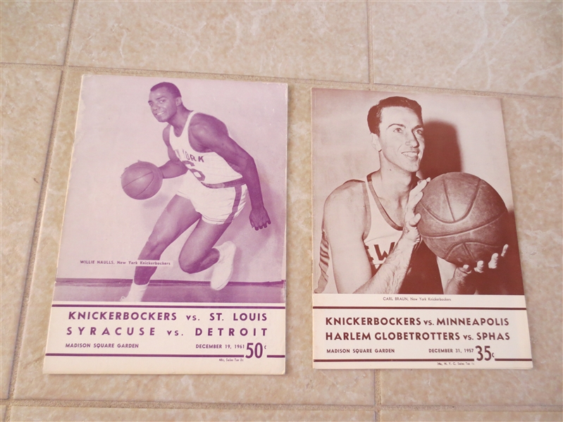 1957 Lakers at Knicks basketball program + 1961 St. Louis at Knicks program