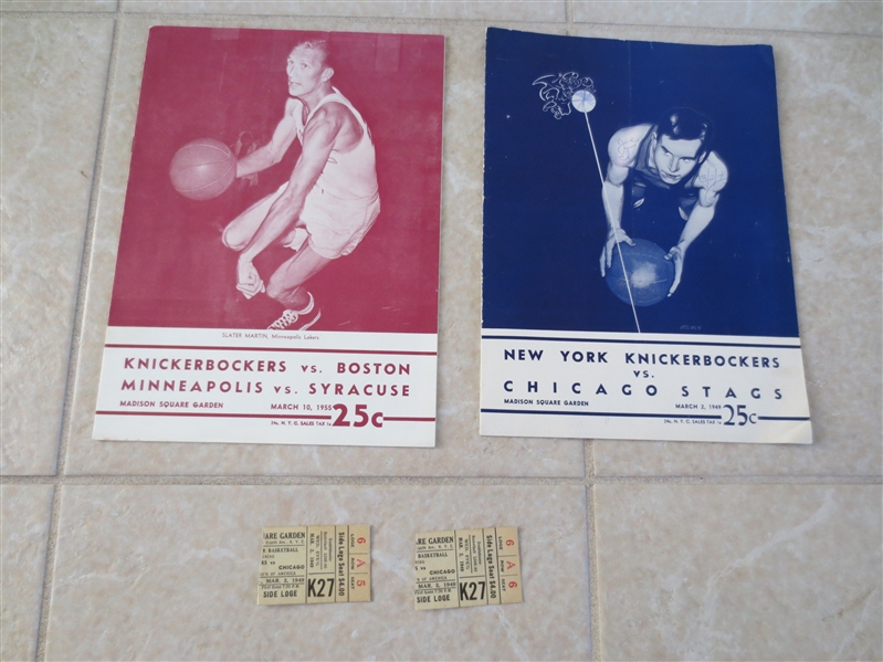 1949 New York Knicks last year BAA program + 1955 Celtics at Knicks NBA program