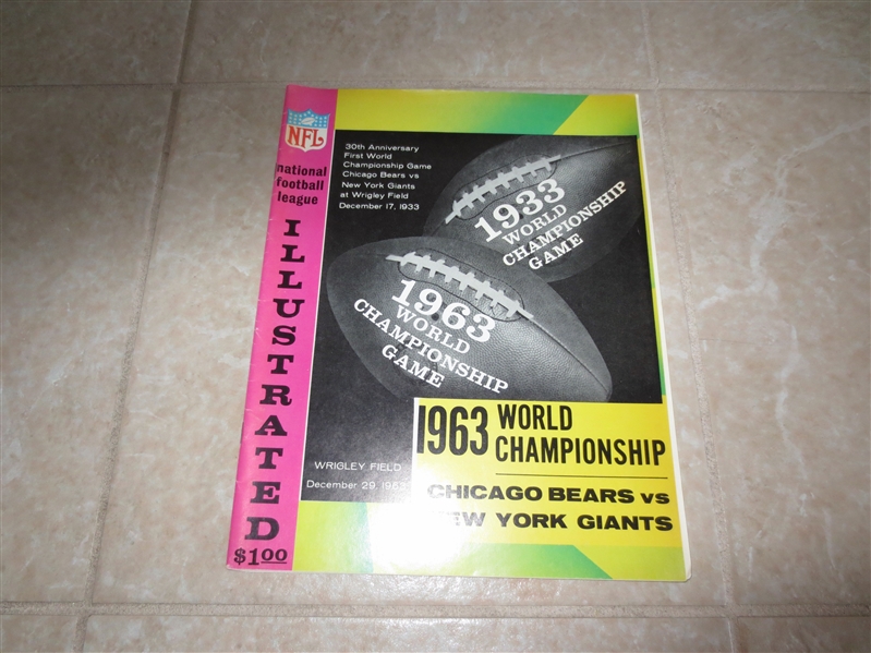 1963 NFL Championship football program  New York Giants vs. Chicago Bears  A beauty!
