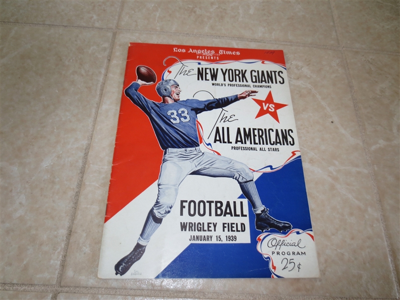 1939 Pro Bowl Game Program 1st EVER New York Giants vs. All American PRO Stars  WOW!