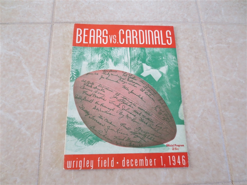 1946 Chicago Cardinals vs. Chicago Bears football program  Sid Luckman