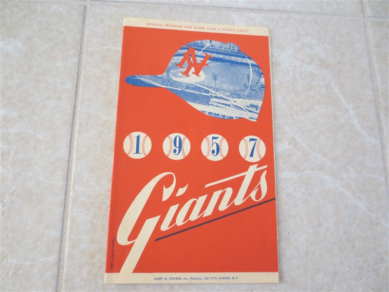 1957 Brooklyn Dodgers at New York Giants baseball program