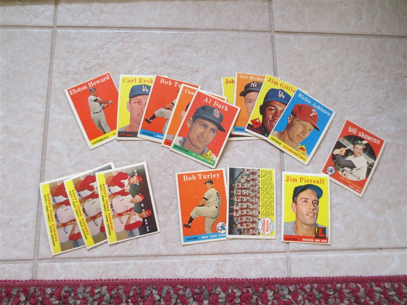 (16) 1958 and 1959 Topps baseball cards with stars