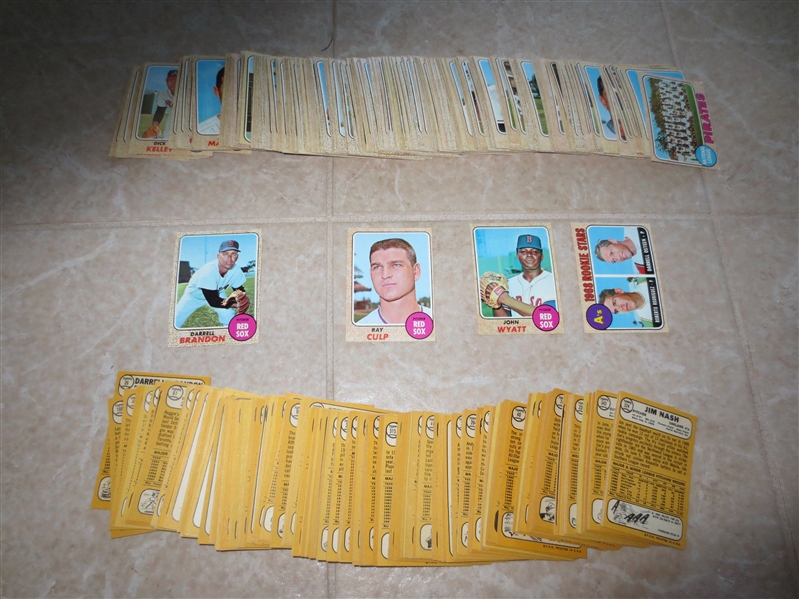 (300) 1968 Topps baseball cards including High numbers, rookies, and stars (no HOFers)  Super Condition!