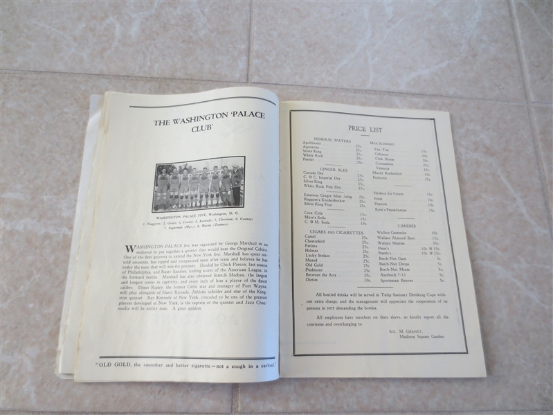1927-28 New York Celtics ABL Basketball Program/Yearbook  VERY RARE!