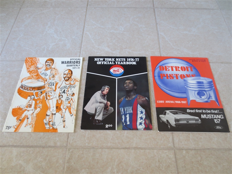 (2) 1966 Celtics/Pistons and 1971-72 Warriors/Supersonics basketball programs + 1976 NY Nets yearbook