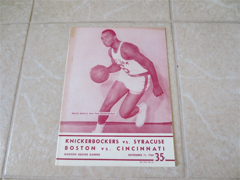 1960 Pro Basketball Doubleheader Program: NY Knicks/Syracuse & Boston Celtics vs. Cincinnati