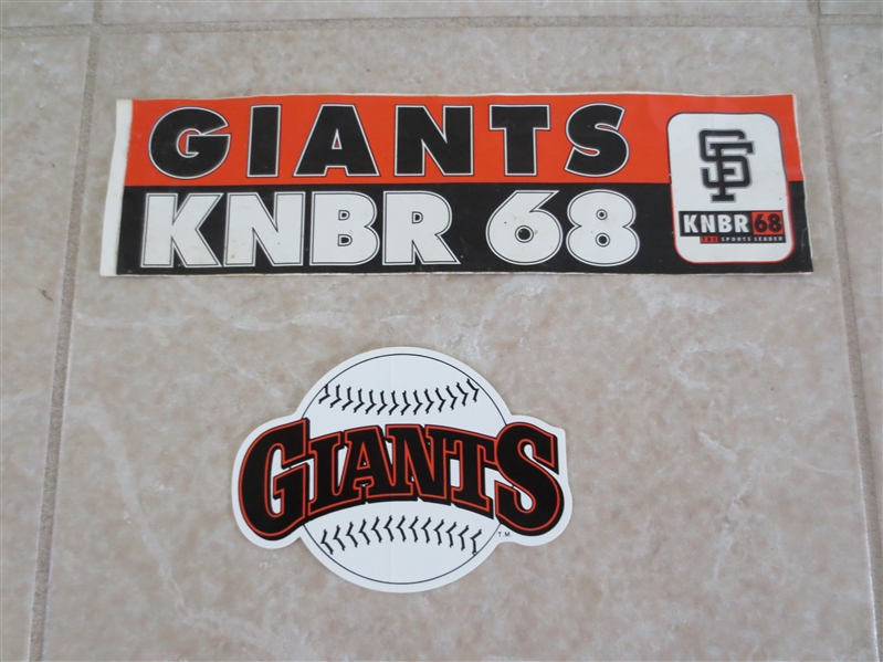 (2) Old San Francisco Giants baseball bumper stickers